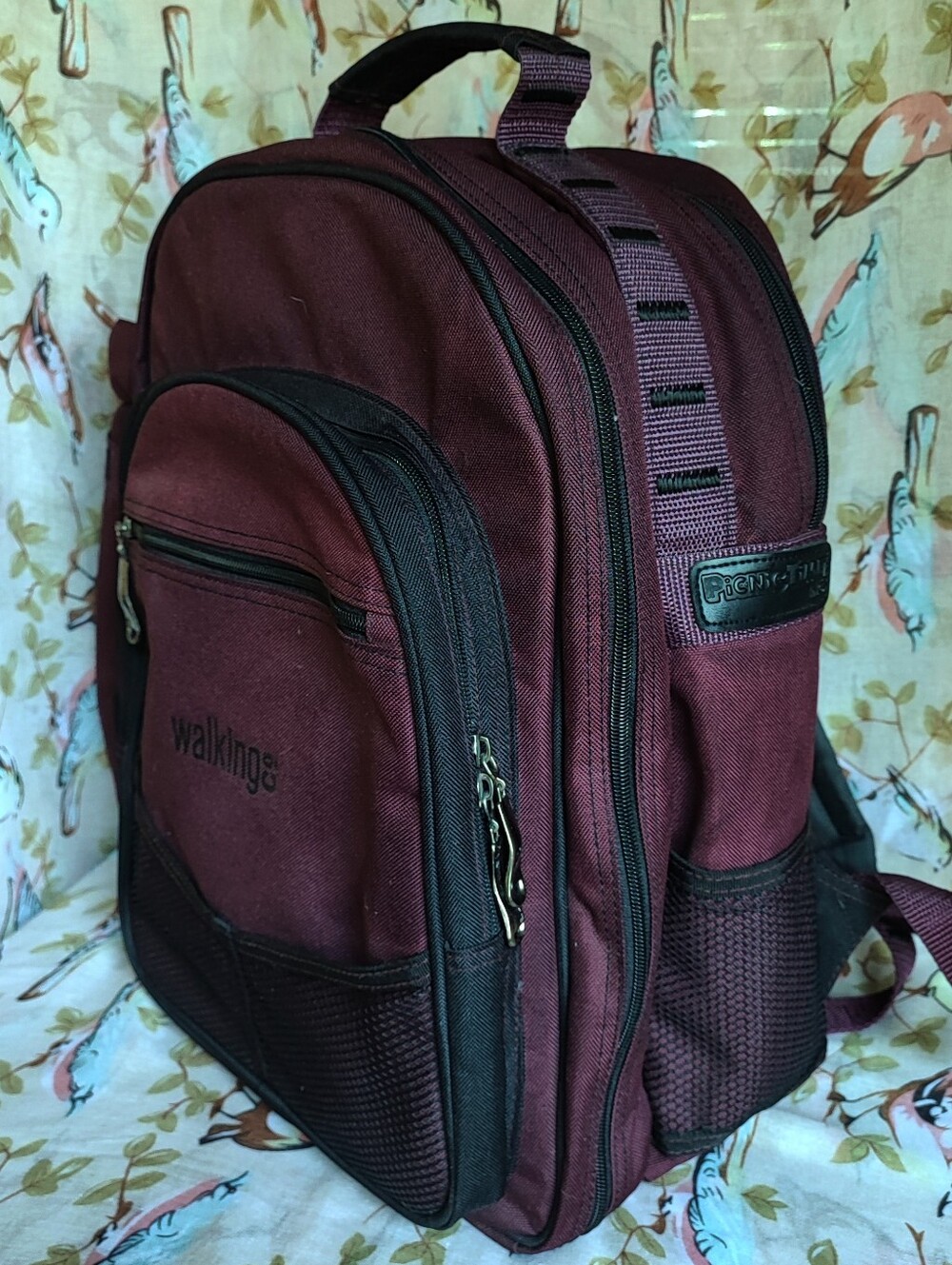 MERLOT WINE Color Picnic Canvas Backpack Cutlery Acrylic Wine Glasses Board NWOT